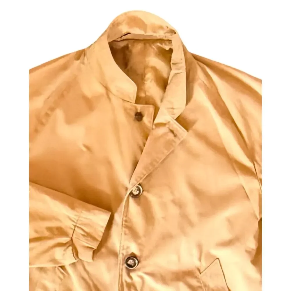 Vintage Mighty Mac Jacket Mens Size 38 Tan Cotton Lined Button Front USA Made